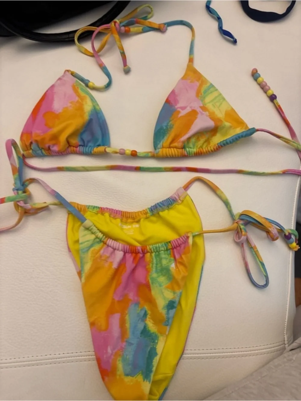 Pacsun Colorful Tie-Dye String Bikini - Yellow Pink Blue - Picture 1 of 2